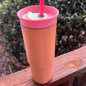 OWALA Pink and Orange Tumbler with Straw